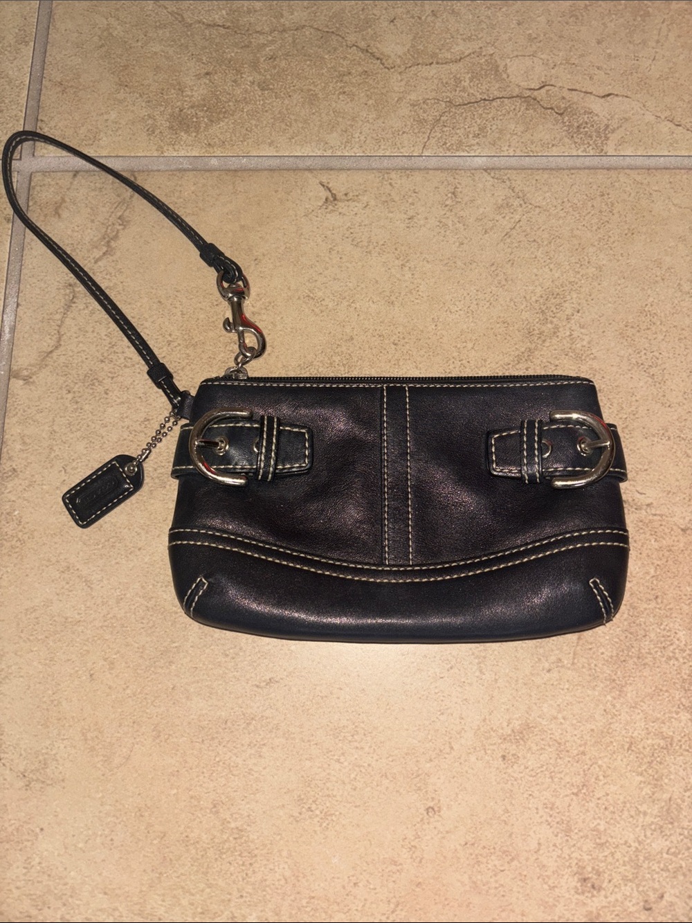 Leather Wristlet Clutch - Black
